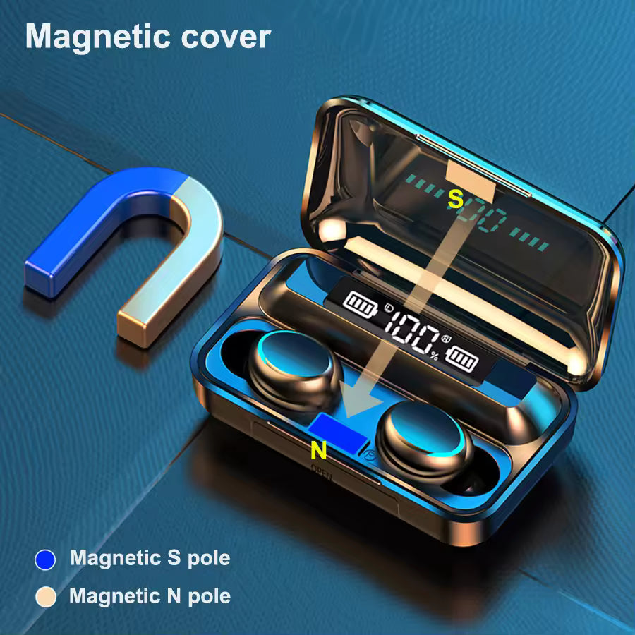 Wireless 5.0 Earphones LED Dislpaly TWS Wireless Bluetooth Headset Waterproof Noise Reduction Bluetooth Headphones for Phone