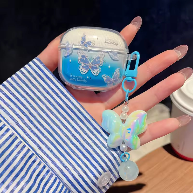 Suitable For Lenovo LP40 TWS Earphone Protective Case Cartoon Cherry Bow Headset Soft TPU Clear Earphone Cover With Keychain