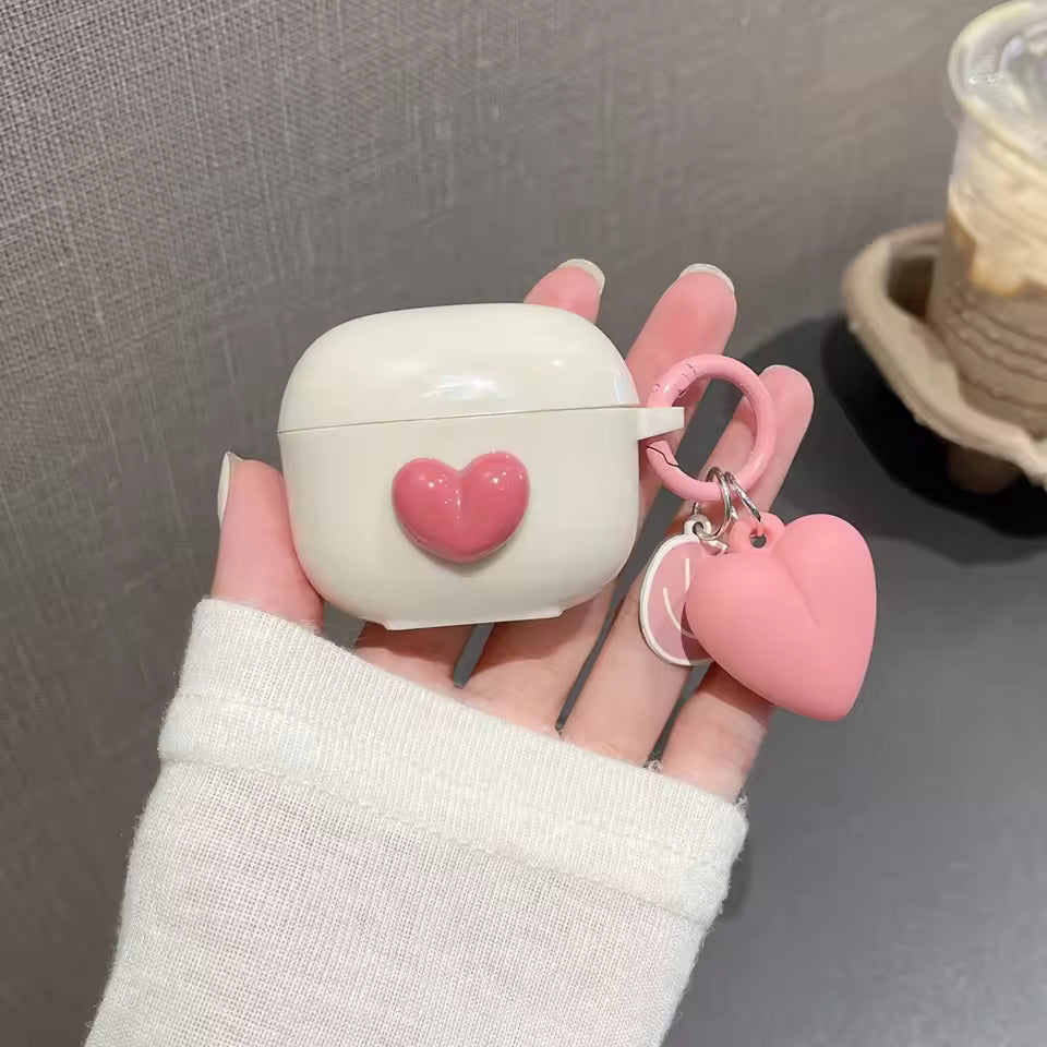 Luxury Headset Case For Lenovo LP40 Pro Retro 3D Love Heart Bear Soft Earphone Case For Lenovo LP40 Cover With Bracelet Keychain
