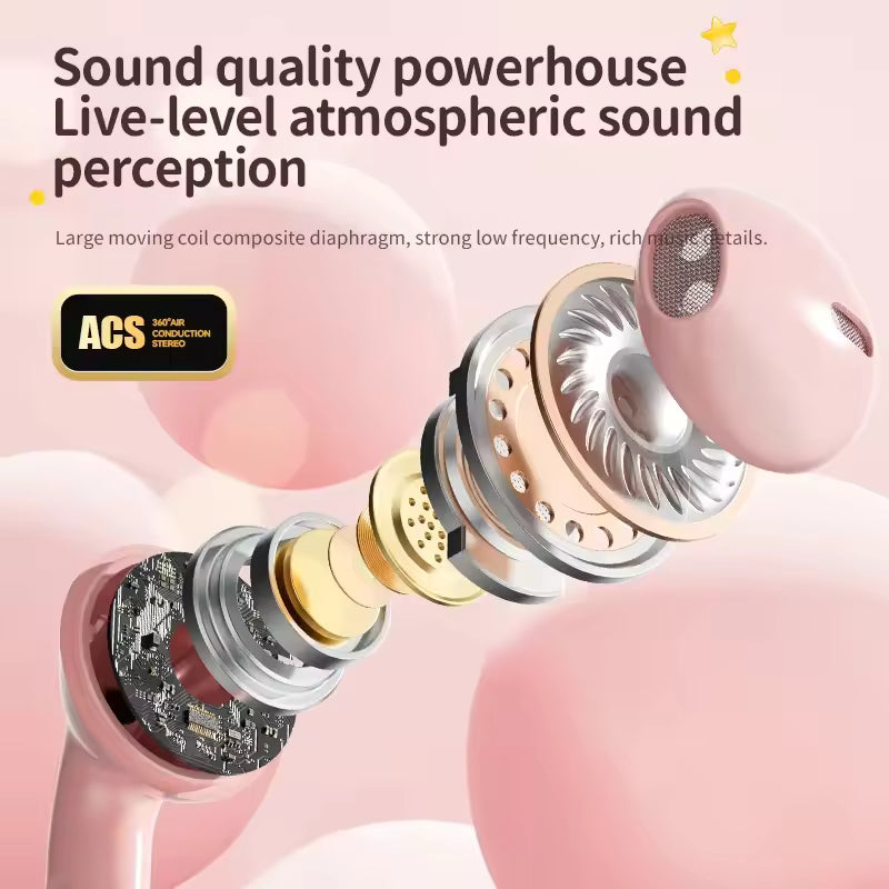 Sanrio Hello Kitty TWS Bluetooth Earphones Wireless Cute Cartoon Noise Reduction Touch Control for Running Sports Birthday Gifts