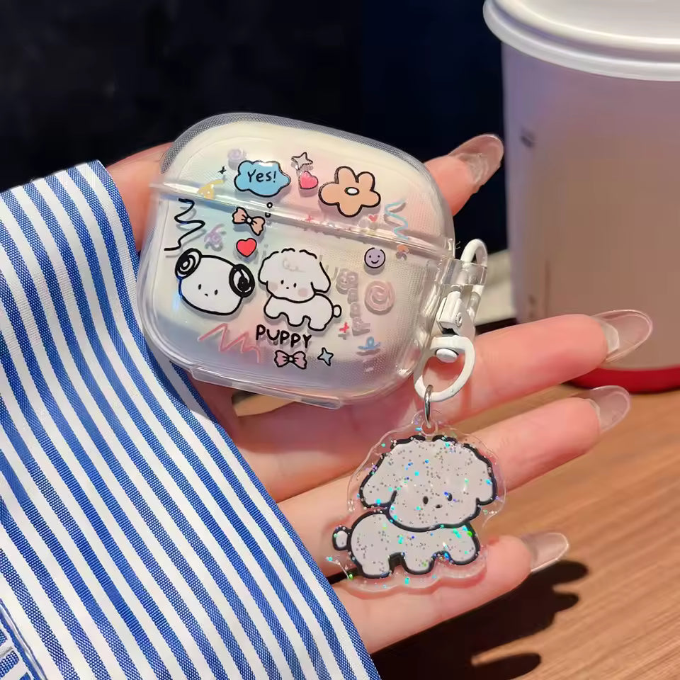 Suitable For Lenovo LP40 TWS Earphone Protective Case Cartoon Cherry Bow Headset Soft TPU Clear Earphone Cover With Keychain